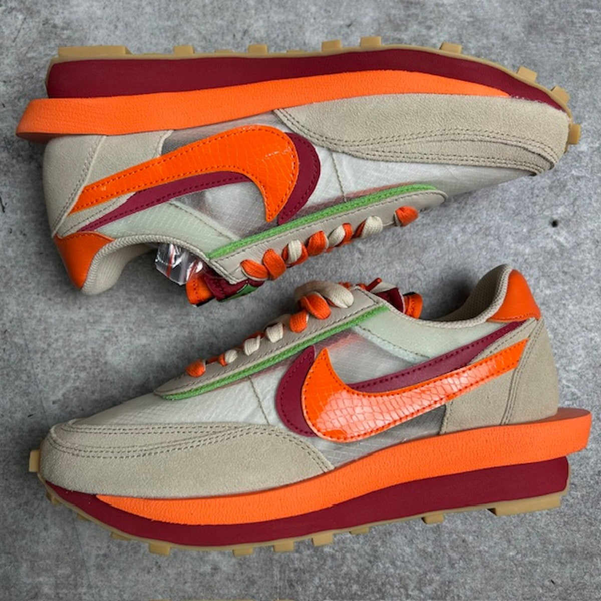 NIKE CLOT x sacai LD Waffle Orange Blaze Sneakers Size 26cm