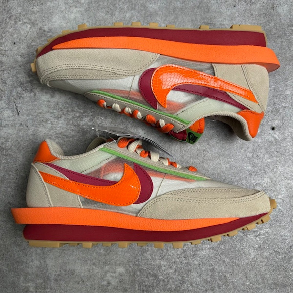 NIKE CLOT x sacai LD Waffle Orange Blaze Sneakers Size 26cm