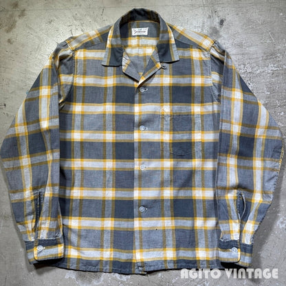 SPORTOP 50s Cotton Check Open Collar Shirt Multi Size M