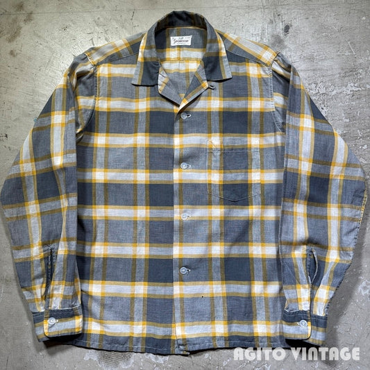SPORTOP 50s Cotton Check Open Collar Shirt Multi Size M