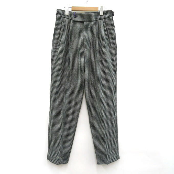 Needles Tucked Poly Houndstooth Trousers Gray Size S