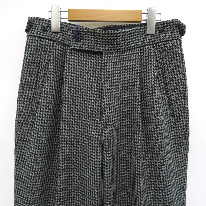 Needles Tucked Poly Houndstooth Trousers Gray Size S