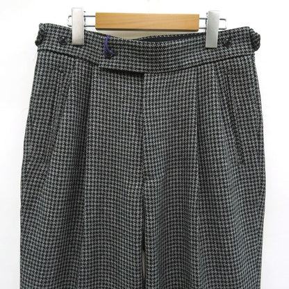 Needles Tucked Poly Houndstooth Trousers Gray Size S