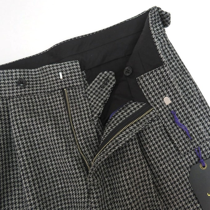 Needles Tucked Poly Houndstooth Trousers Gray Size S