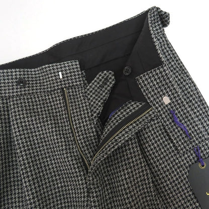 Needles Tucked Poly Houndstooth Trousers Gray Size S