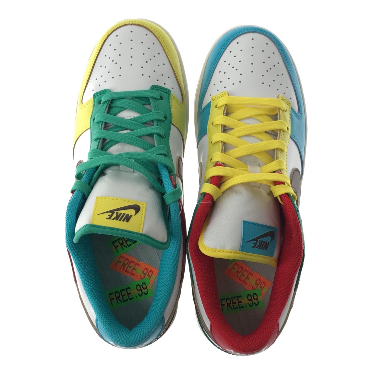 NIKE DUNK LOW FREE 99 WHITE Multi-Color Sneakers Size 26.5