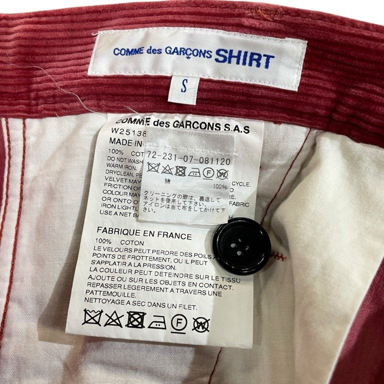 Comme des Garcons 17AW Red Corduroy Big Pocket Long Sleeve Size S