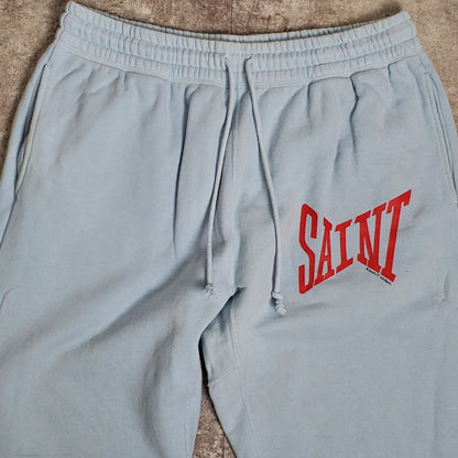 Saint Michael 22SS Logo Cotton Sweat Pants Light Blue Size L