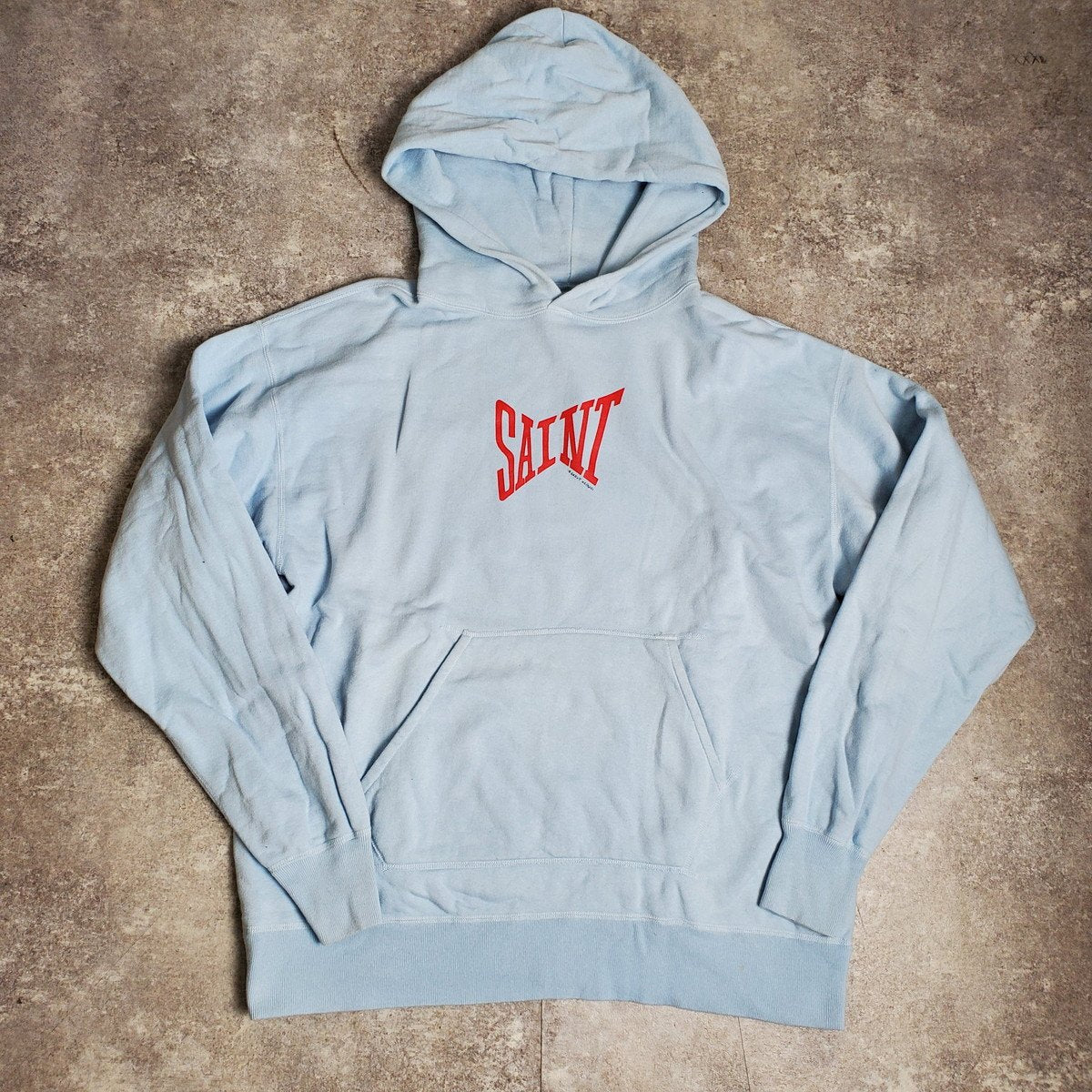 SAINT MICHAEL 22SS Logo Cotton Hoodie Light Blue Size XL