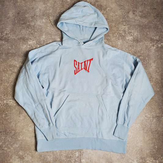 SAINT MICHAEL 22SS Logo Cotton Hoodie Light Blue Size XL