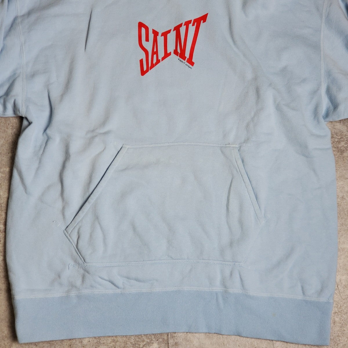 SAINT MICHAEL 22SS Logo Cotton Hoodie Light Blue Size XL