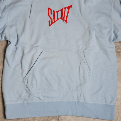 SAINT MICHAEL 22SS Logo Cotton Hoodie Light Blue Size XL