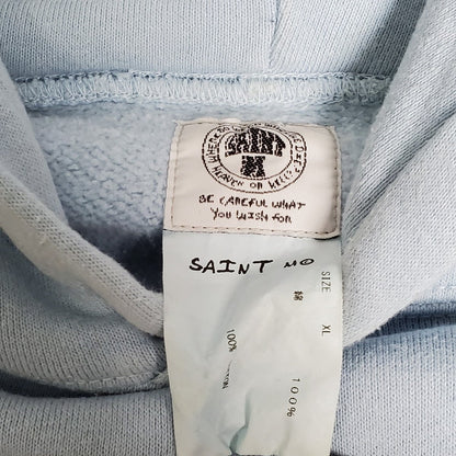 SAINT MICHAEL 22SS Logo Cotton Hoodie Light Blue Size XL