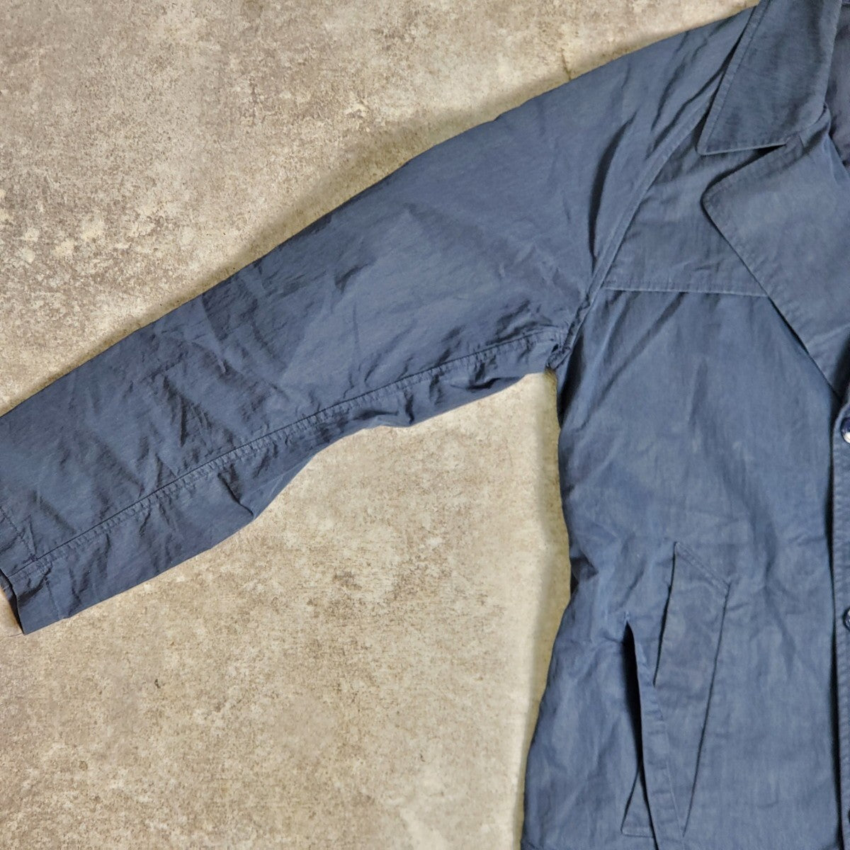 STILL BY HAND Navy Cotton Nylon Trench Half Coat Size 46