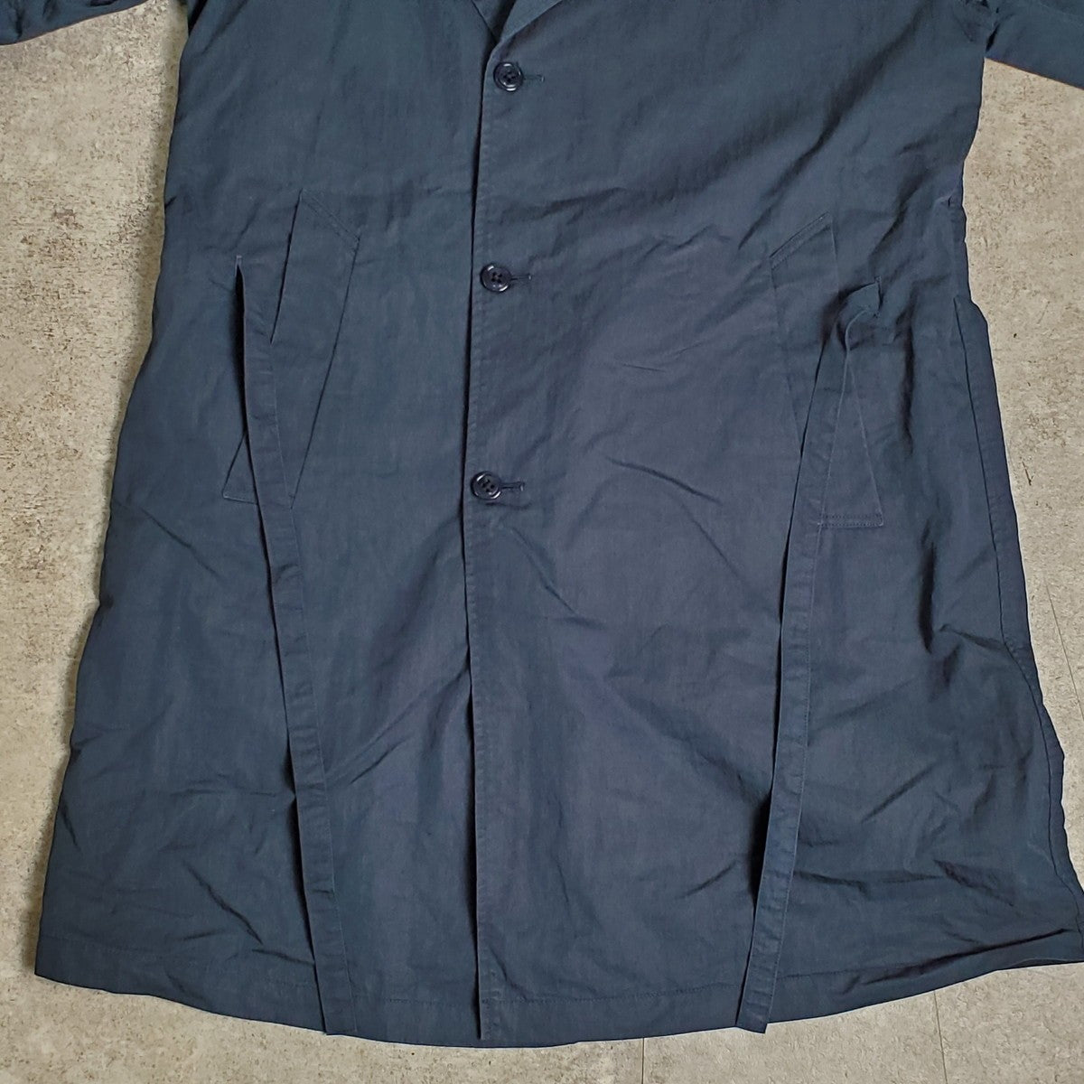STILL BY HAND Navy Cotton Nylon Trench Half Coat Size 46