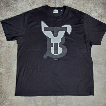 Burberry Rabbit Rubber Print T-Shirt Black Cotton Size L