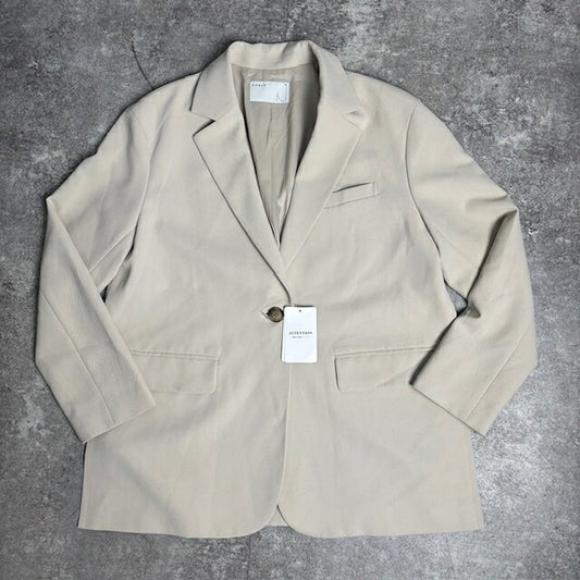 Vintage White Grey Polyester Casual Tailored Jacket Size M