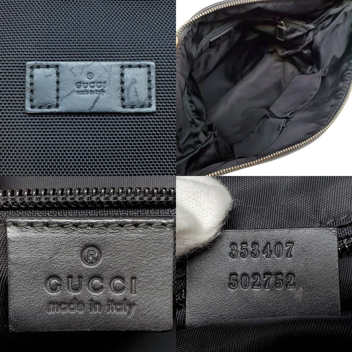 Gucci Black Sherry Line Canvas Leather