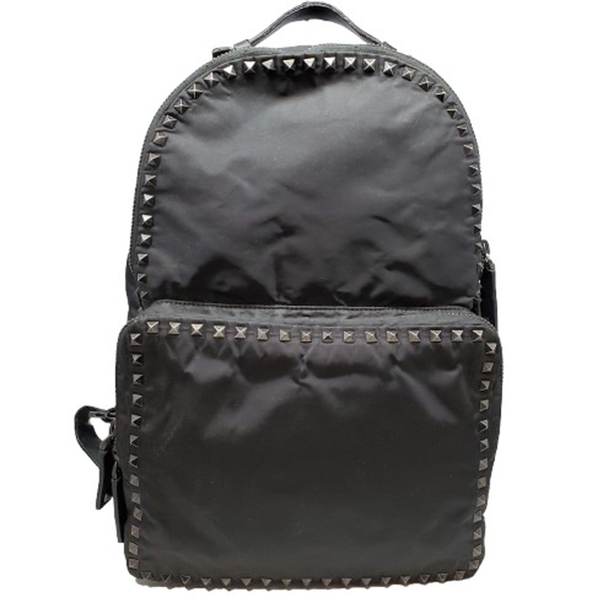 VALENTINO GARAVANI Black Rockstud Leather Nylon Backpack