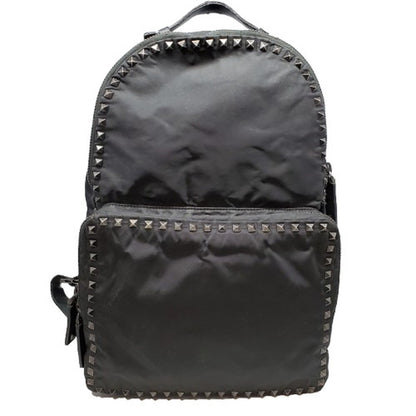 VALENTINO GARAVANI Black Rockstud Leather Nylon Backpack