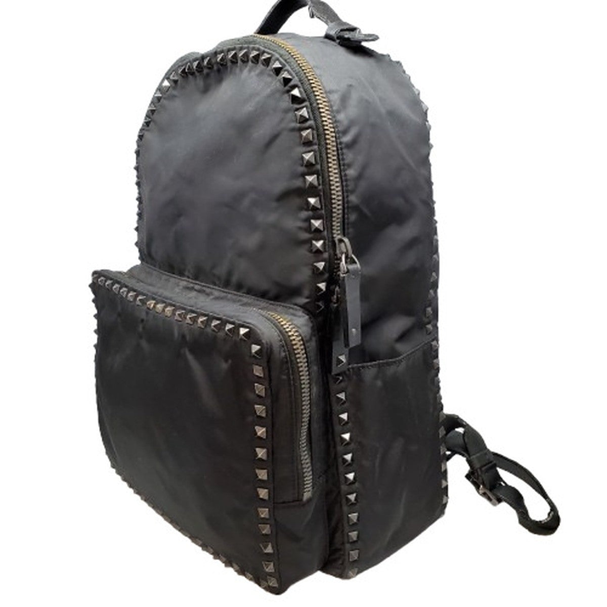 VALENTINO GARAVANI Black Rockstud Leather Nylon Backpack