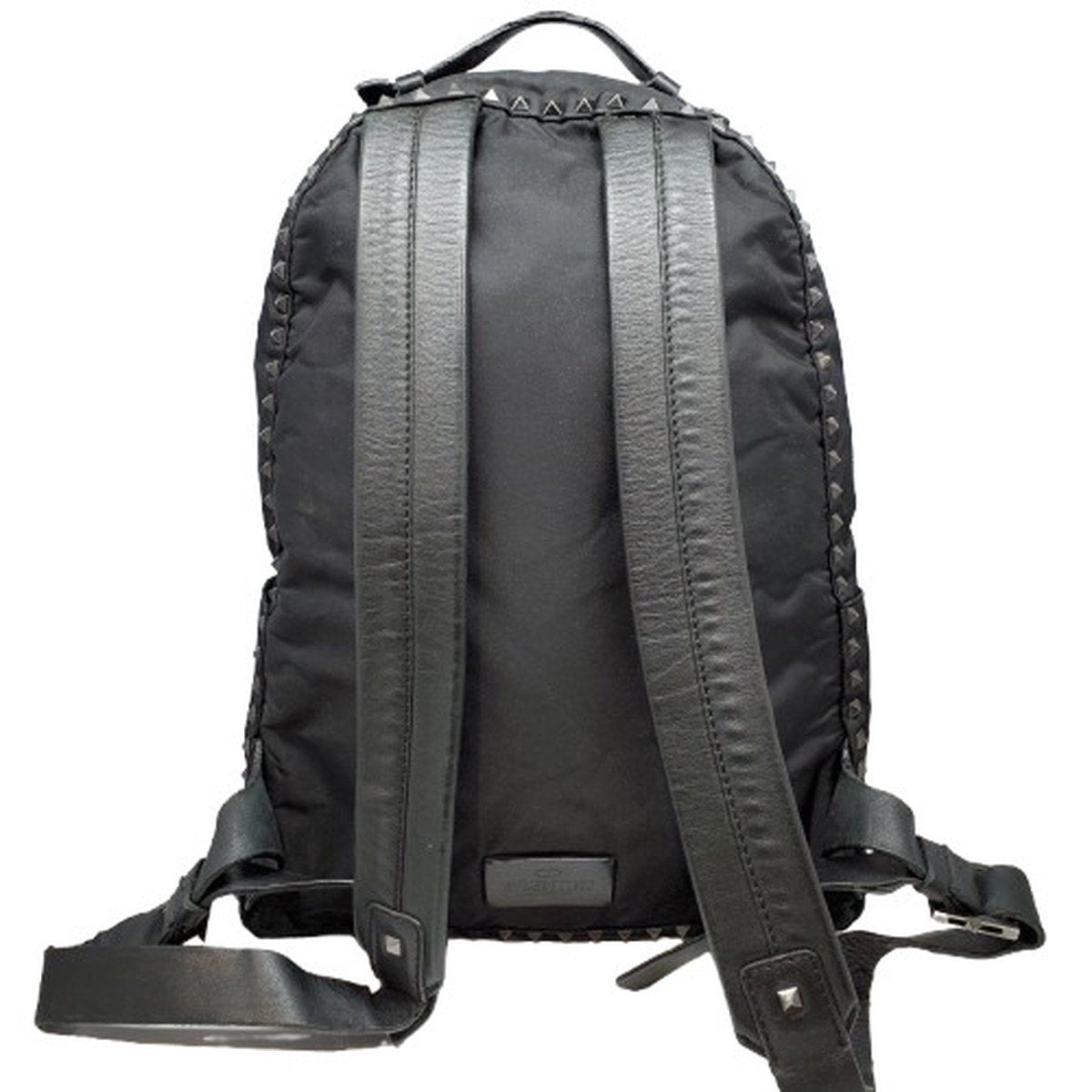 VALENTINO GARAVANI Black Rockstud Leather Nylon Backpack