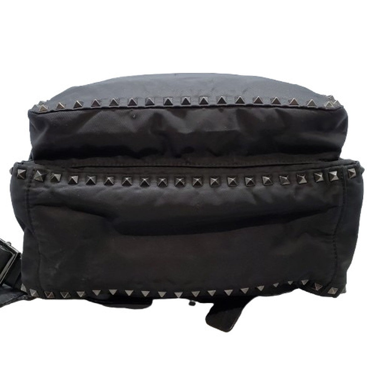 VALENTINO GARAVANI Black Rockstud Leather Nylon Backpack