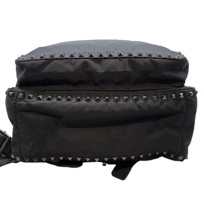 VALENTINO GARAVANI Black Rockstud Leather Nylon Backpack