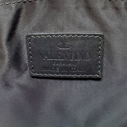 VALENTINO GARAVANI Black Rockstud Leather Nylon Backpack