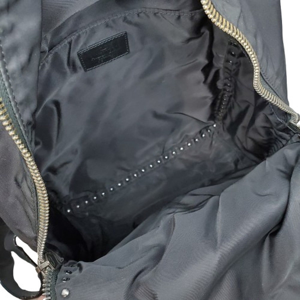 VALENTINO GARAVANI Black Rockstud Leather Nylon Backpack