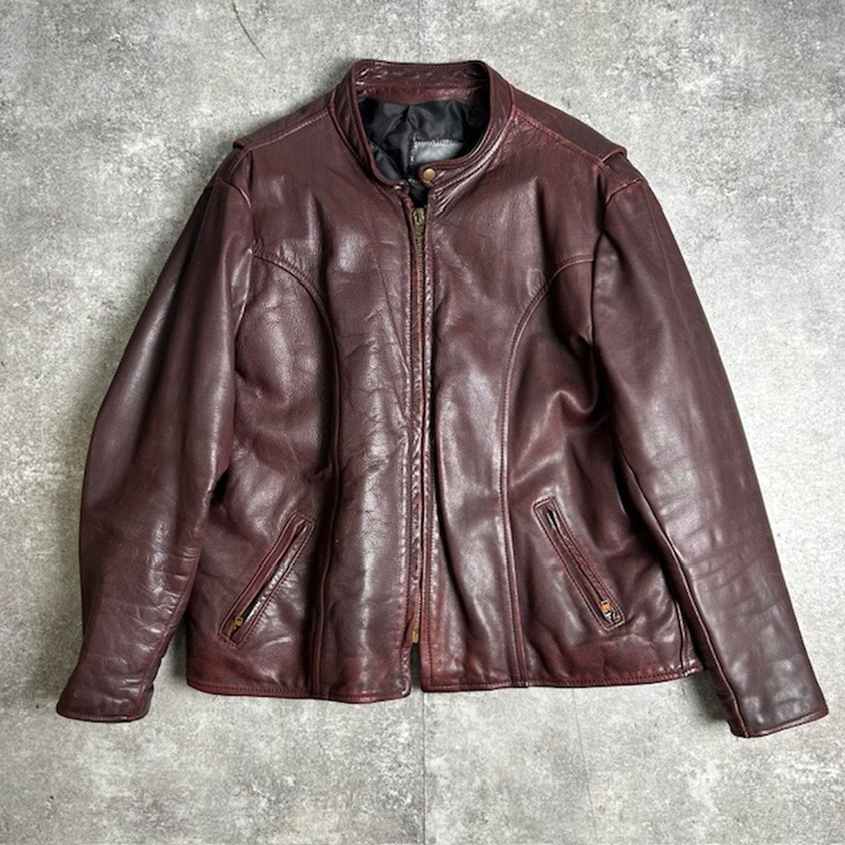 Unknown 70s-80s Vintage Burgundy Leather Jacket Size XL