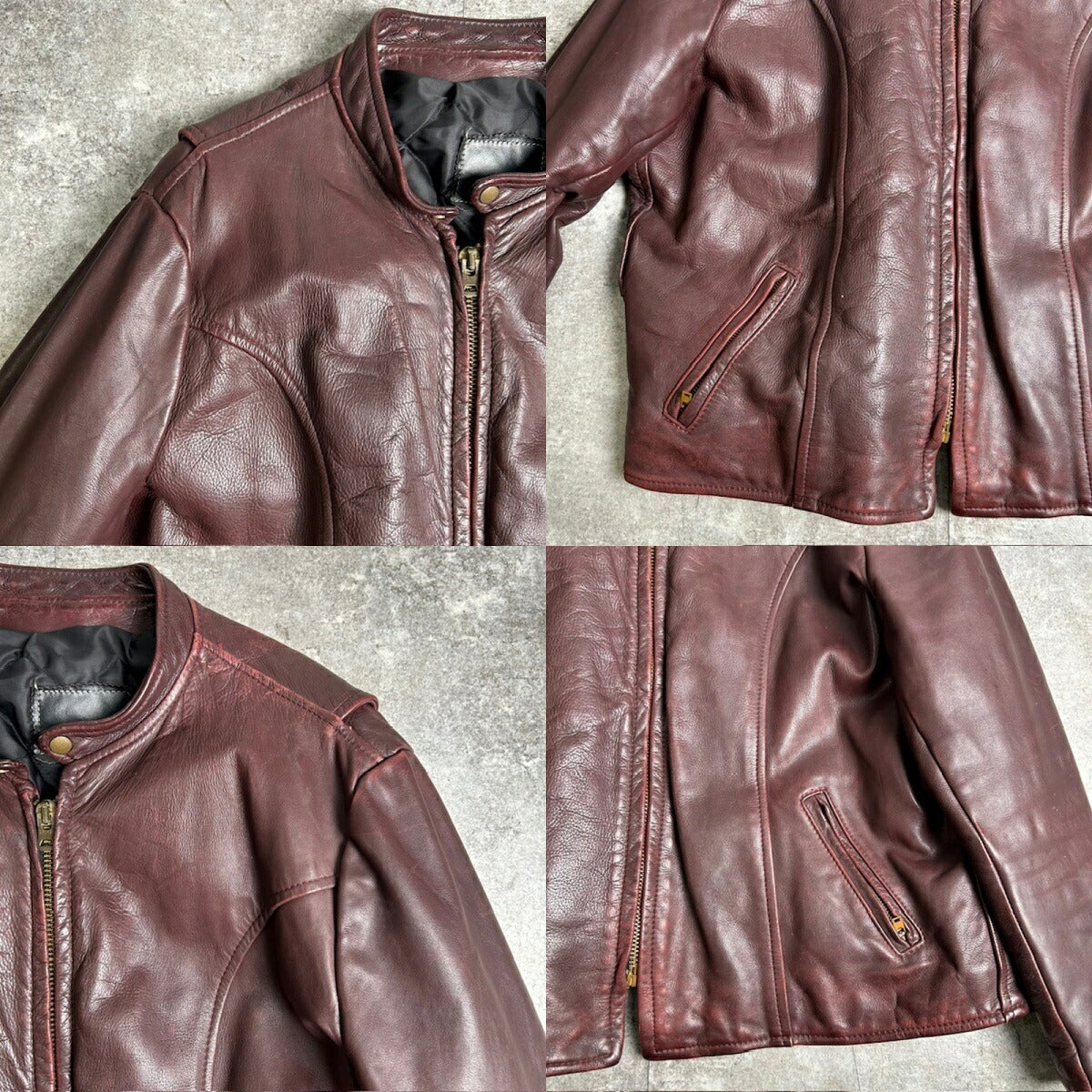 Unknown 70s-80s Vintage Burgundy Leather Jacket Size XL