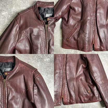 Unknown 70s-80s Vintage Burgundy Leather Jacket Size XL