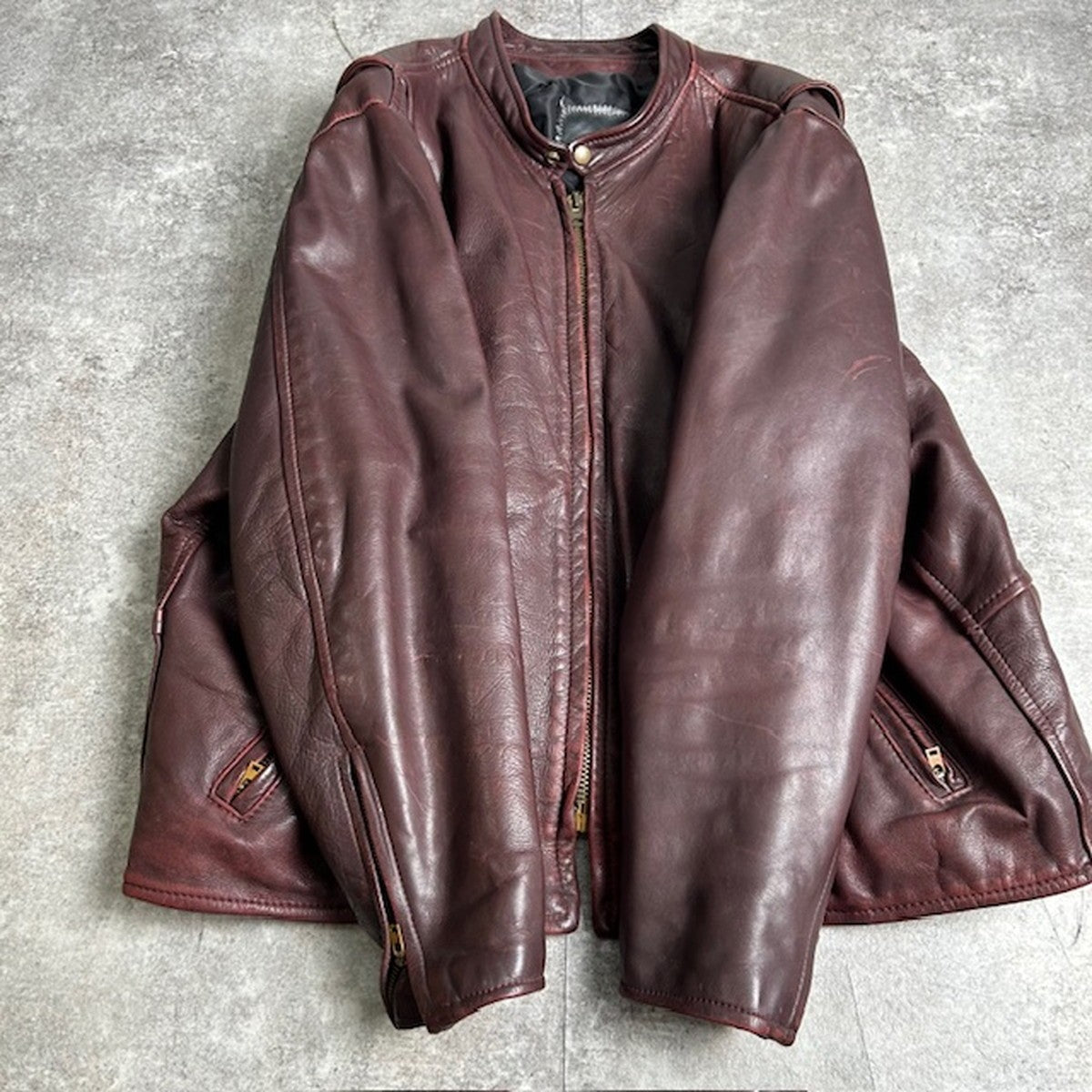 Unknown 70s-80s Vintage Burgundy Leather Jacket Size XL