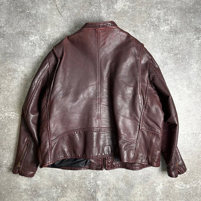 Unknown 70s-80s Vintage Burgundy Leather Jacket Size XL