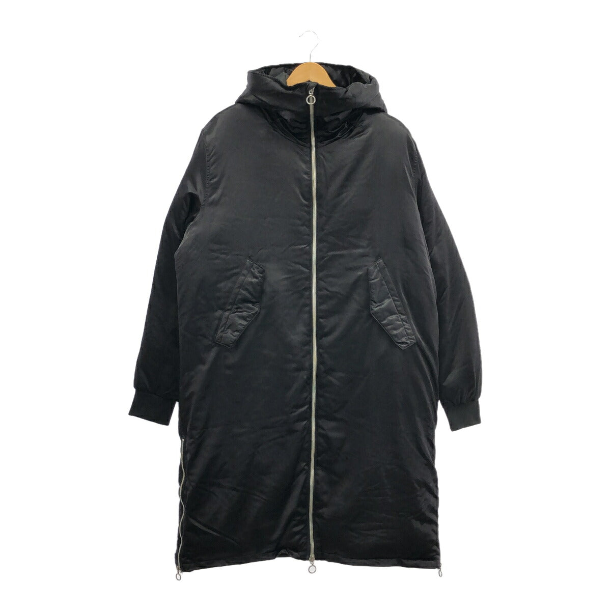 ZARA MAN Polyester Zip-Up Padded Long Coat Black Size M