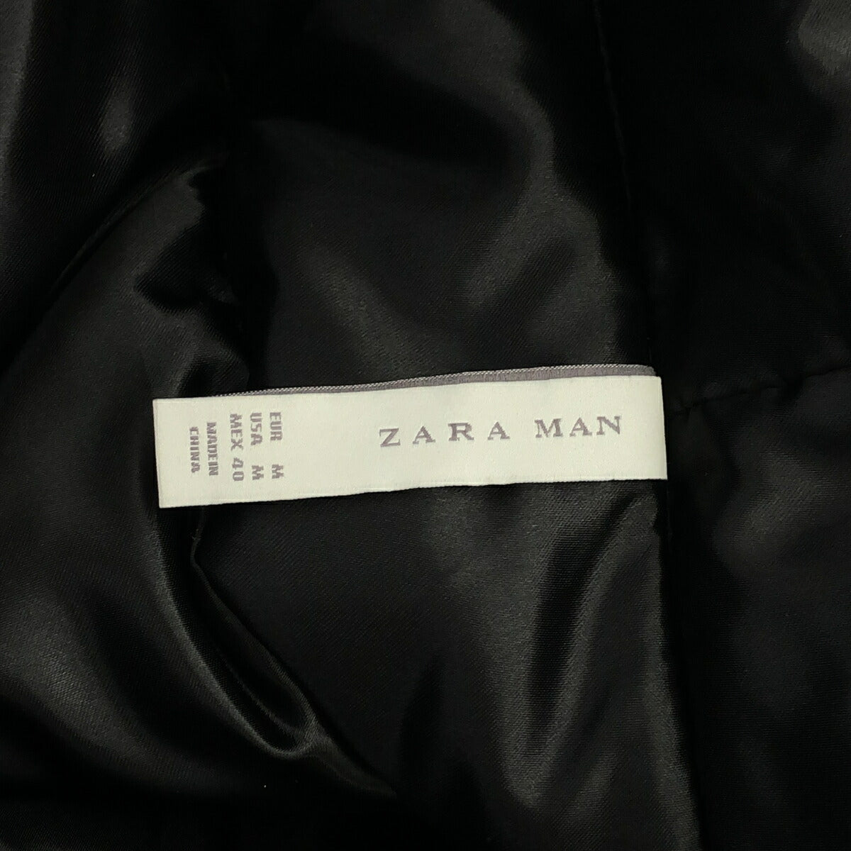 ZARA MAN Polyester Zip-Up Padded Long Coat Black Size M