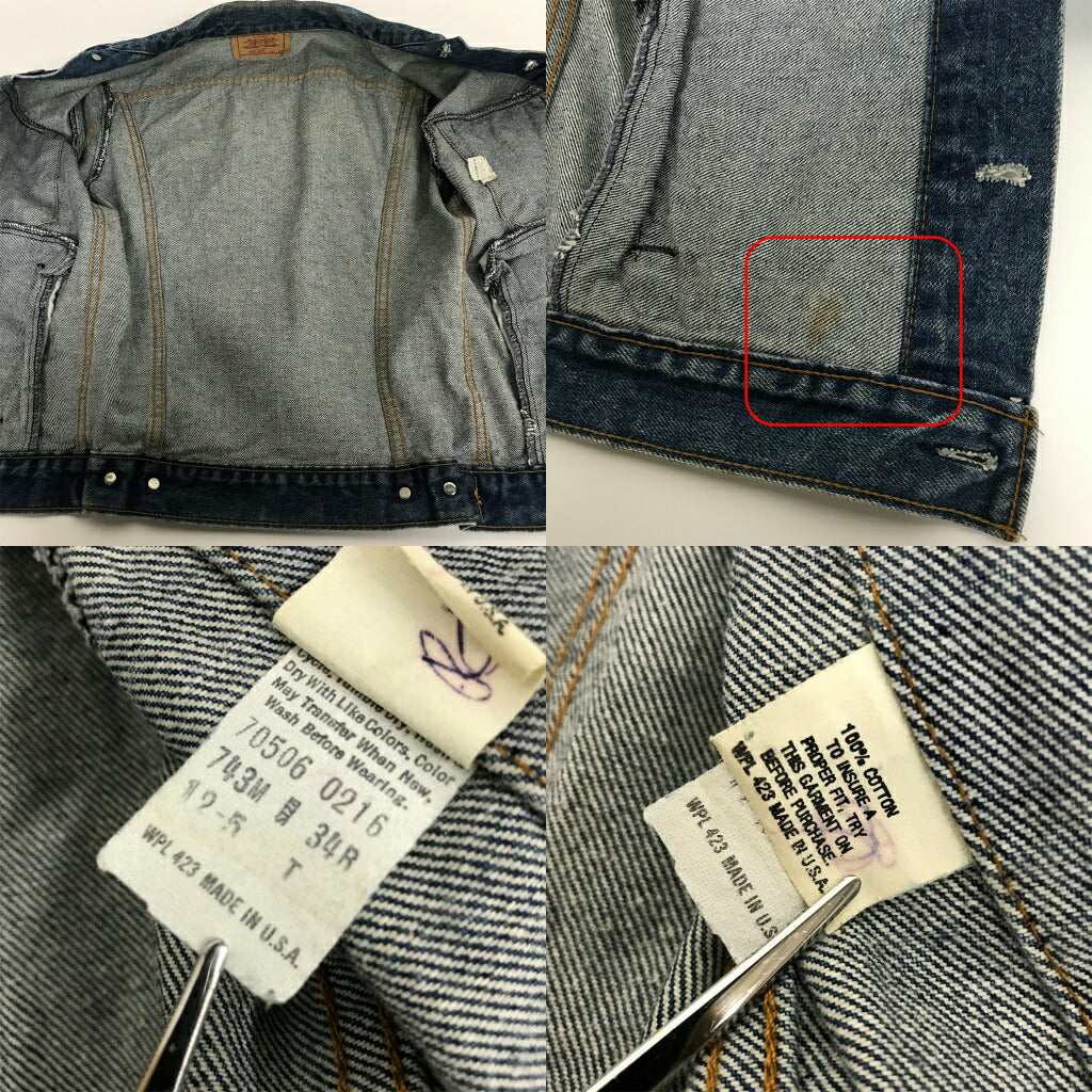 Levi's 80s 3rd Type 70506 Blue Denim Jacket Size 34