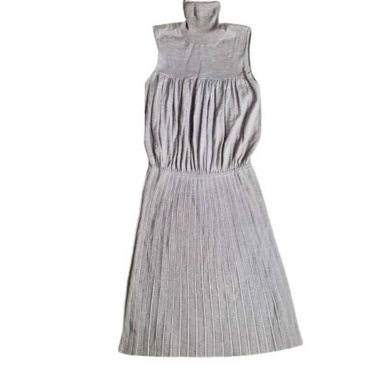 Maison Martin Margiela Turtleneck Pleated Dress Gray Size M
