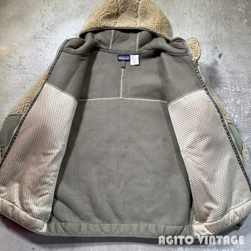 patagonia 00s Rhythm Pile Fleece Hoodie Retro Khaki Size M