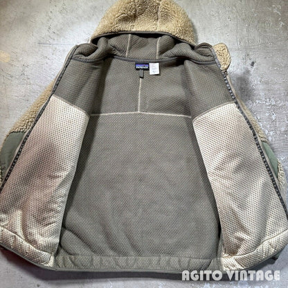 patagonia 00s Rhythm Pile Fleece Hoodie Retro Khaki Size M