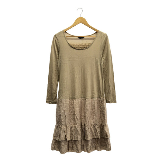 INGEBORG Beige Rayon Wool Paneled Midi Dress Size 3