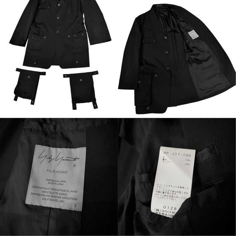Yohji Yamamoto 25SS Gabardine Detachable Pkt Blazer Size 2