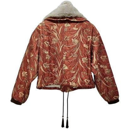 LUNA MATTINO 80s/90s Silk Embroidered Jacket Orange Size M