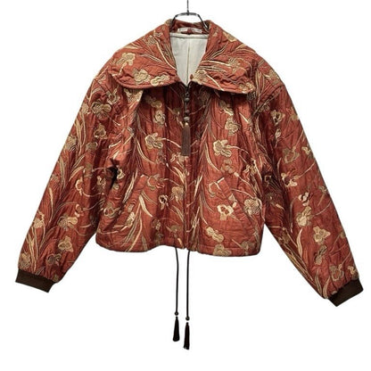 LUNA MATTINO 80s/90s Silk Embroidered Jacket Orange Size M