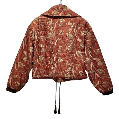 LUNA MATTINO 80s/90s Silk Embroidered Jacket Orange Size M