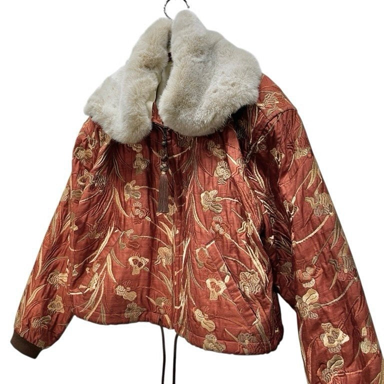LUNA MATTINO 80s/90s Silk Embroidered Jacket Orange Size M