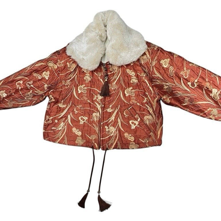LUNA MATTINO 80s/90s Silk Embroidered Jacket Orange Size M