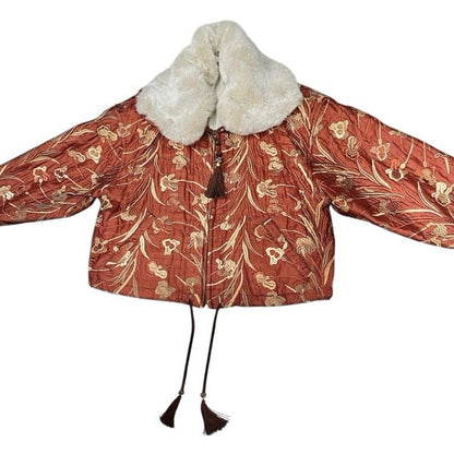 LUNA MATTINO 80s/90s Silk Embroidered Jacket Orange Size M