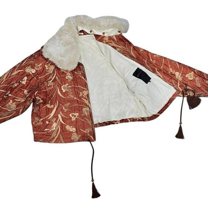 LUNA MATTINO 80s/90s Silk Embroidered Jacket Orange Size M